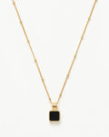 Square Onyx Pendant Necklace – Delicate Chain, Protection Stone